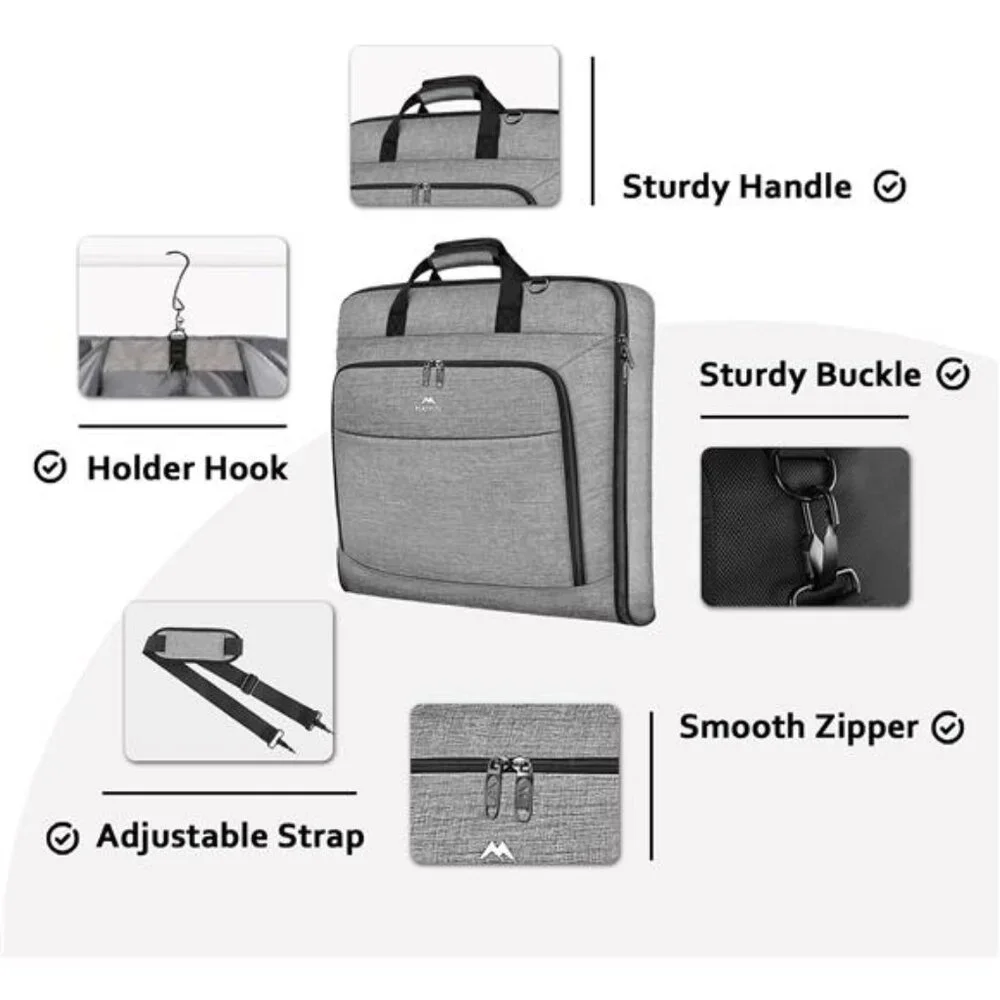New Carry On Garment Bags for Travel, Water Resistant Hanging Suit Bag